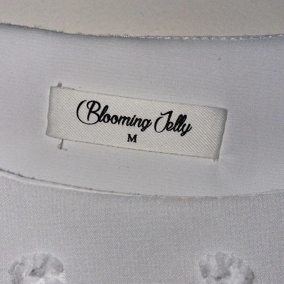 White Textured Sheer Overlay Blooming Jelly Top - Picture 2 of 3